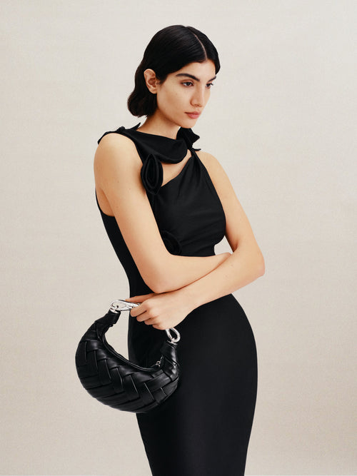 Bolso negra bandolera trenzada