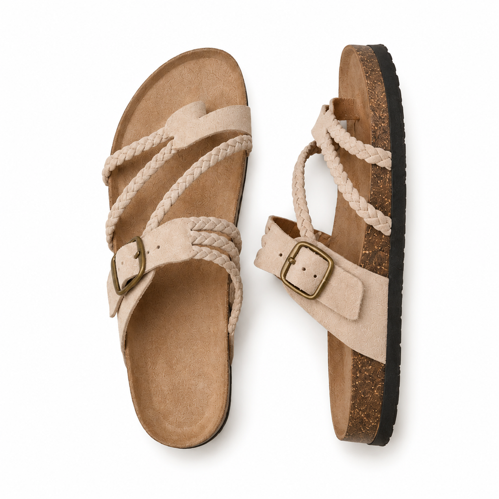 Sandalias anatómicas de corcho trenzado