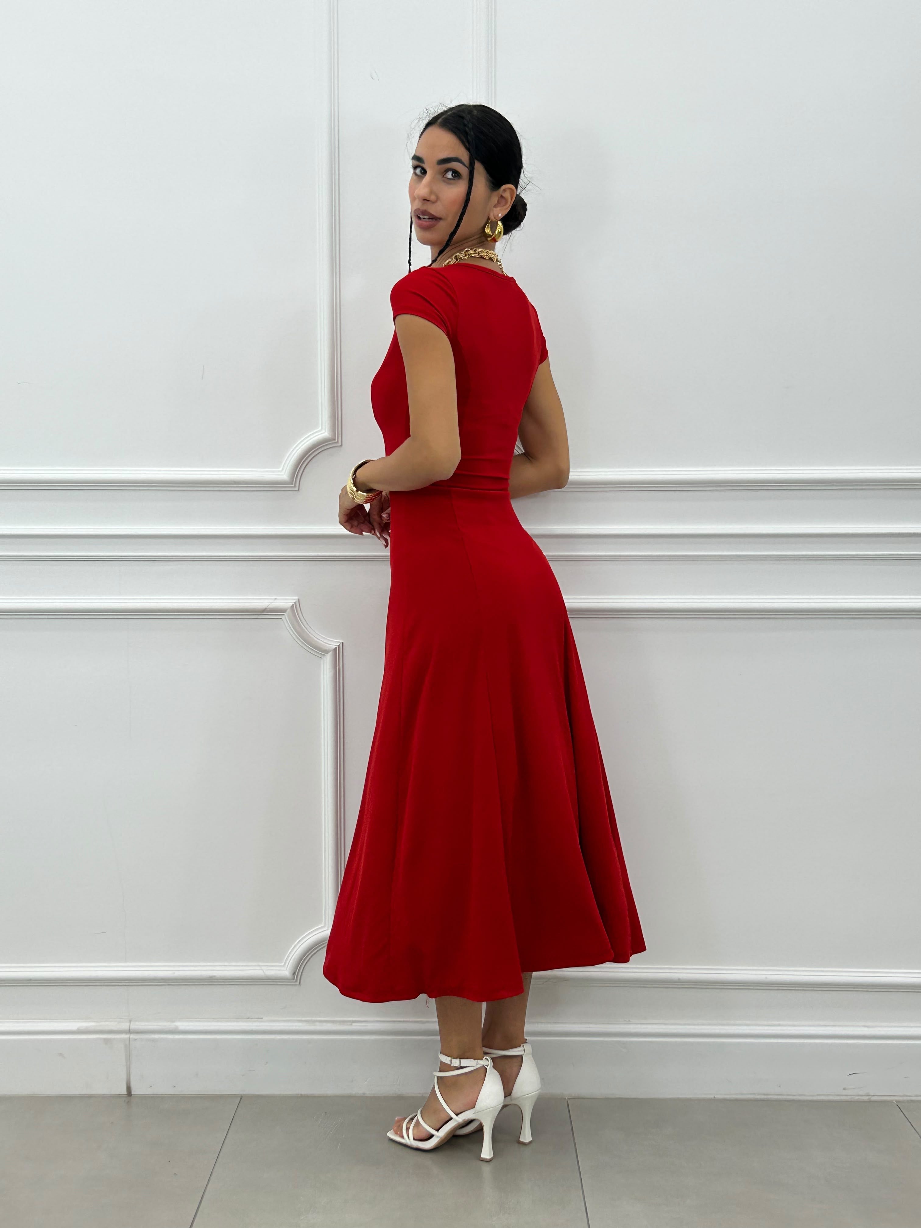 Vestido largo sencillo de cuello en V